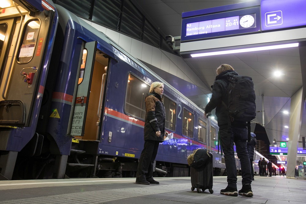 An Austrian Federal Railways Nightjet train from Vienna,Austria to Hamburg, Germany before departure at the main station in Vienna. u00e2u20acu201d AFP pic