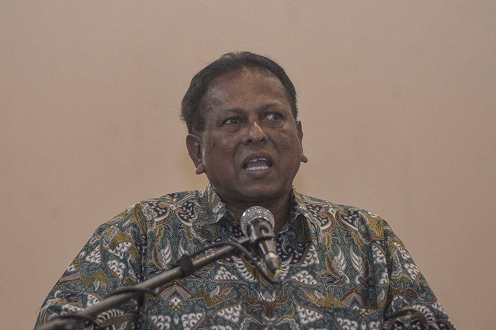 PKRu00e2u20acu2122s candidate for the Rantau by-election Dr S. Streram speaks in Membau, Negri Sembilan March 17, 2019. u00e2u20acu201d Picture by Miera Zulyana