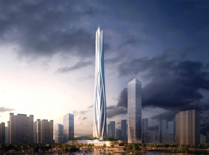 The Shimao Shenzhen-Hong Kong International Centre is expected to be opened in 2024. u00e2u20acu201d Picture courtesy of Adrian Smith and Gordon Gill Architecture