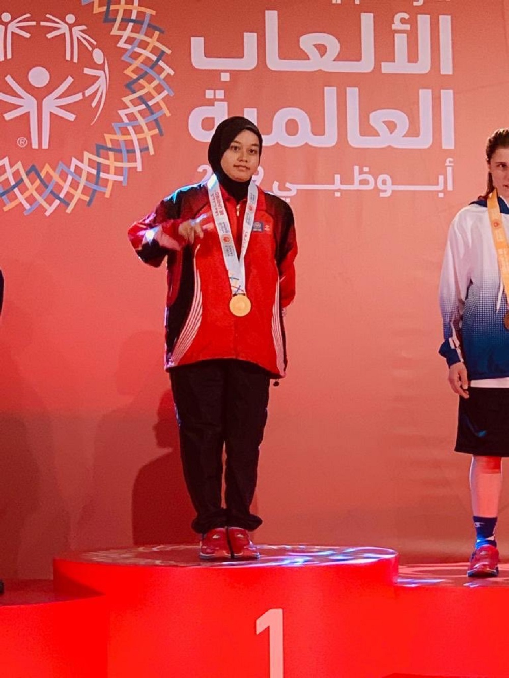 Nurasmah Mohd Shah clinched the gold in the F22 division with three wins and one draw at the Abu Dhabi National Exhibition Centre in Abu Dhabi March 10, 2019. u00e2u20acu201d Picture via Twitter/Bernamadotcom