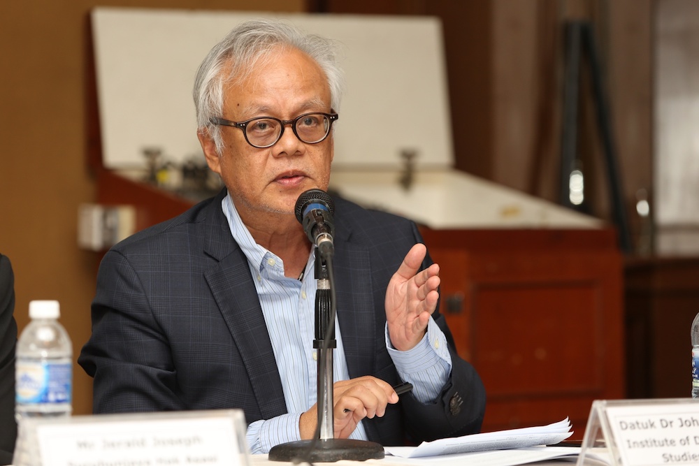 Datuk Johan Arrifin A. Samad speaks during a public forum at the launch of Pusat Komas’ 2018 Malaysia Racial Discrimination report in Kuala Lumpur March 21, 2019. — Picture by Choo Choy May