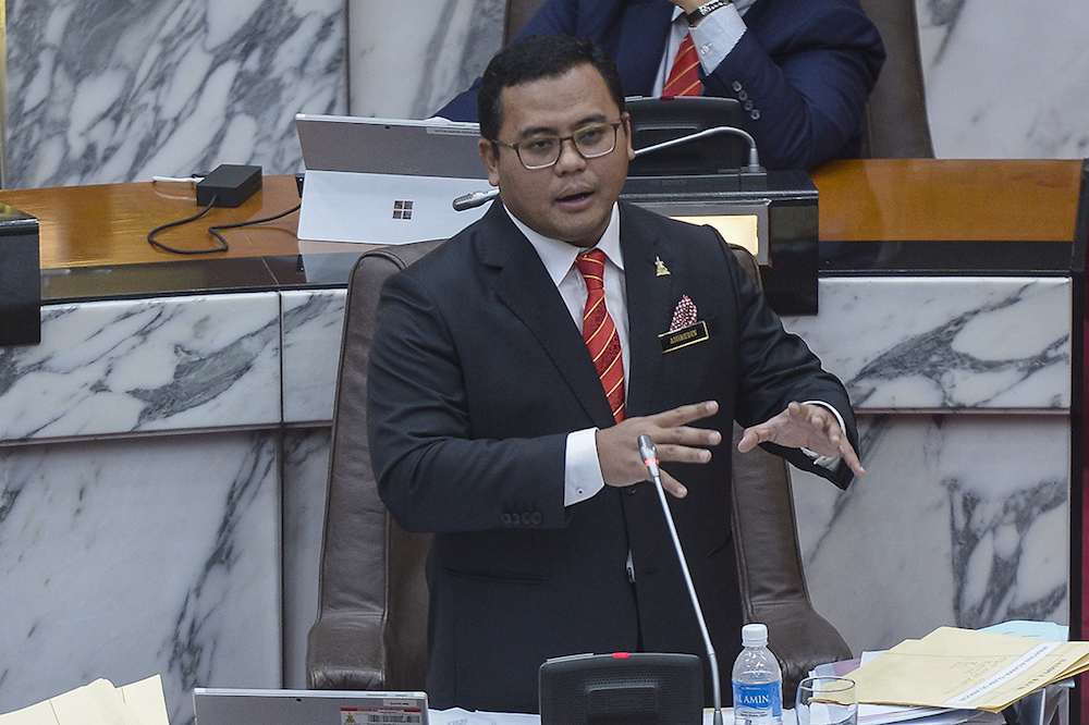 Selangor Mentri Besar Amirudin Shari speaks during the state assembly meeting in Shah Alam March 25, 2019. u00e2u20acu201d Picture by Mukhriz Hazim
