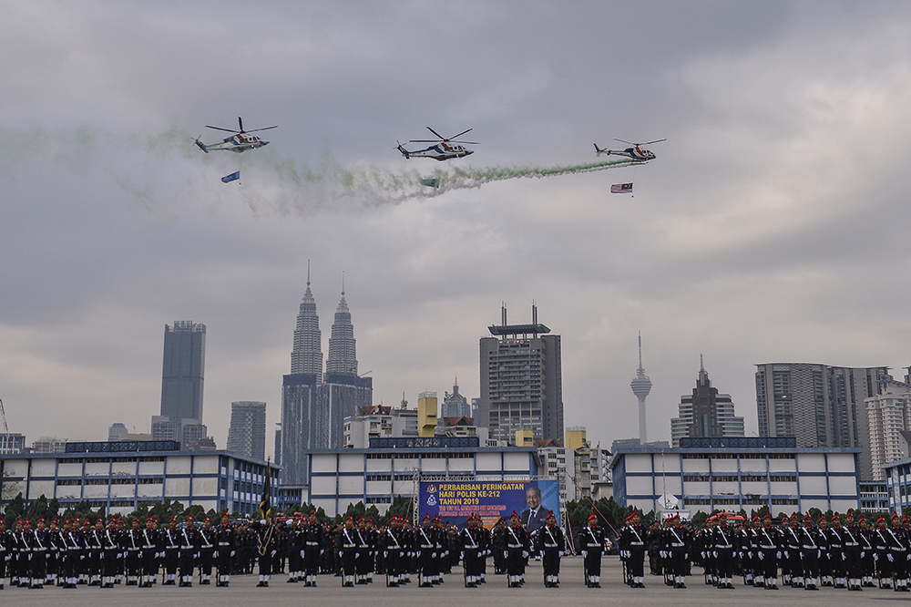 General view of the 212th Police Day Parade at the Police Training Centre (Pulapol) in Kuala Lumpur March 25, 2019. — Picture by Miera Zulyana