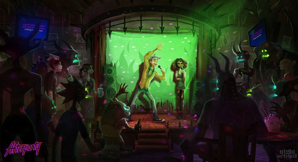 u00e2u20acu02dcAfterpartyu00e2u20acu2122 will be profiled in the first ID@Xbox Game Pass episode. u00e2u20acu201d Picture courtesy of Night School Studio
