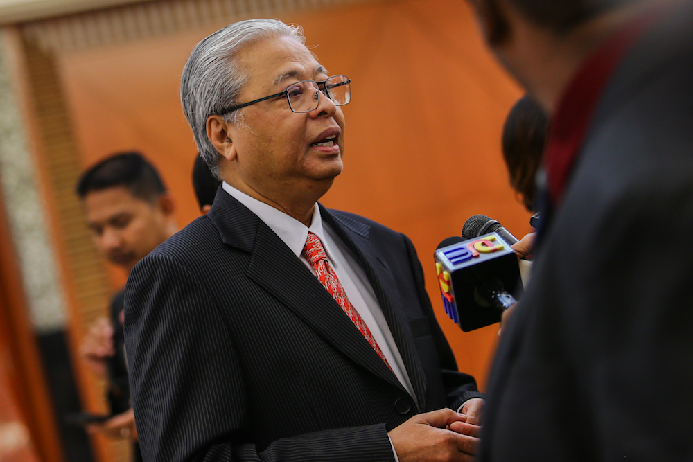 Datuk Seri Ismail Sabri Yaakob speaks to reporters in Parliament Kuala Lumpur March 28, 2019. u00e2u20acu201d Picture by Hari Anggara