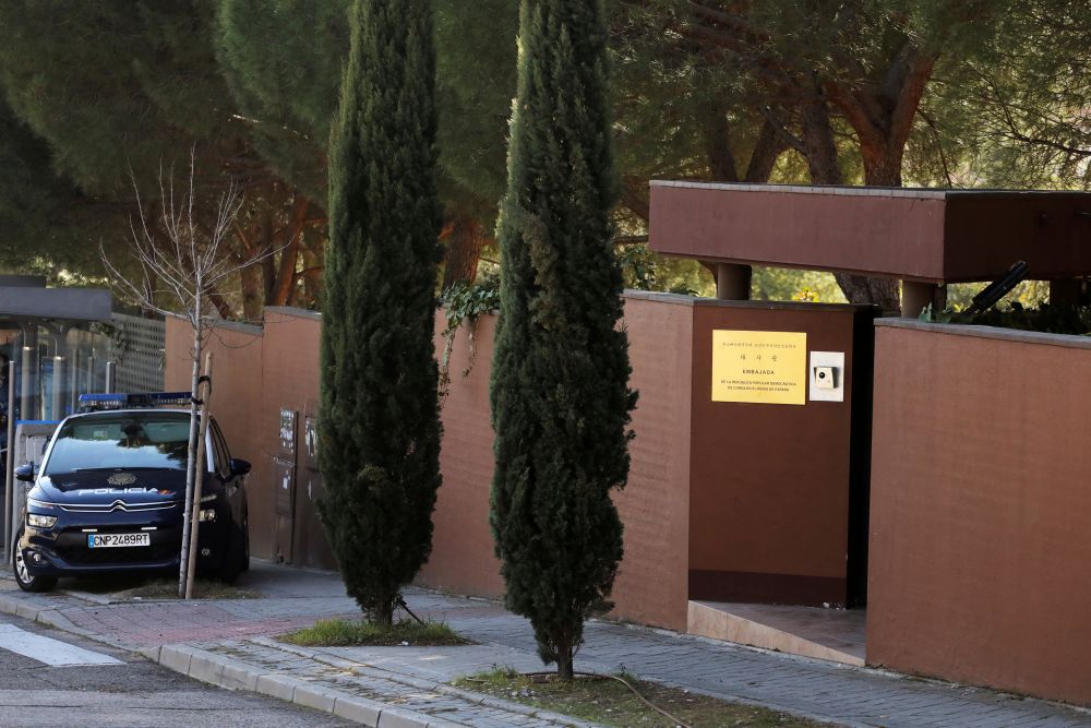 A Spanish National Police car is seen outside North Koreau00e2u20acu2122s embassy in Madrid, Spain February 28, 2019. u00e2u20acu201d Reuters file pic