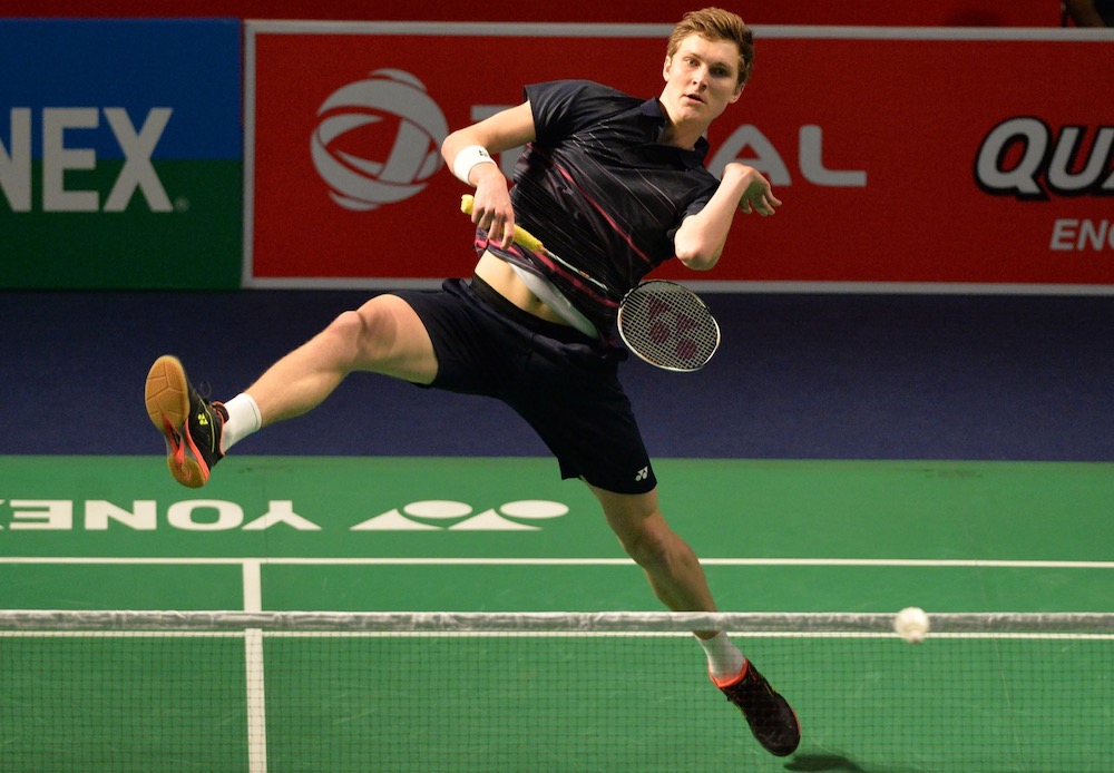 Denmark's badminton player Viktor Axelsen plays a return against Thailand player Suppanyu Avihingsanon during the men's singles second round badminton match at the Yonex-Sunrise India Open 2019 in New Delhi March 28, 2019. u00e2u20acu201d AFP pic