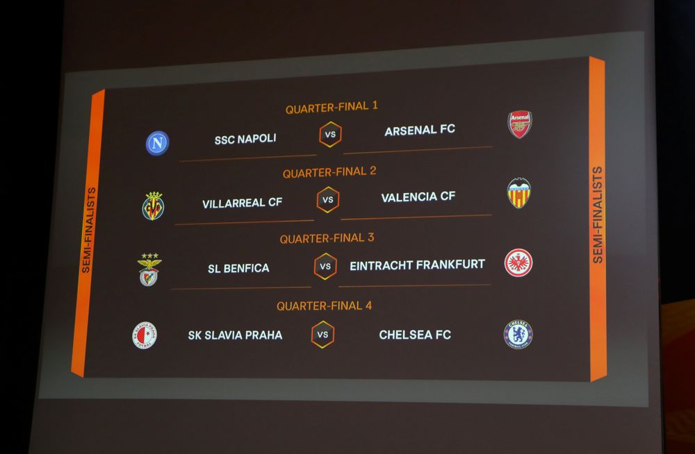 General view of the completed draw during the Europa League Quarter Finals and Semi Finals Draw in Nyon, Switzerland, March 15, 2019. u00e2u20acu201d Reuters pic