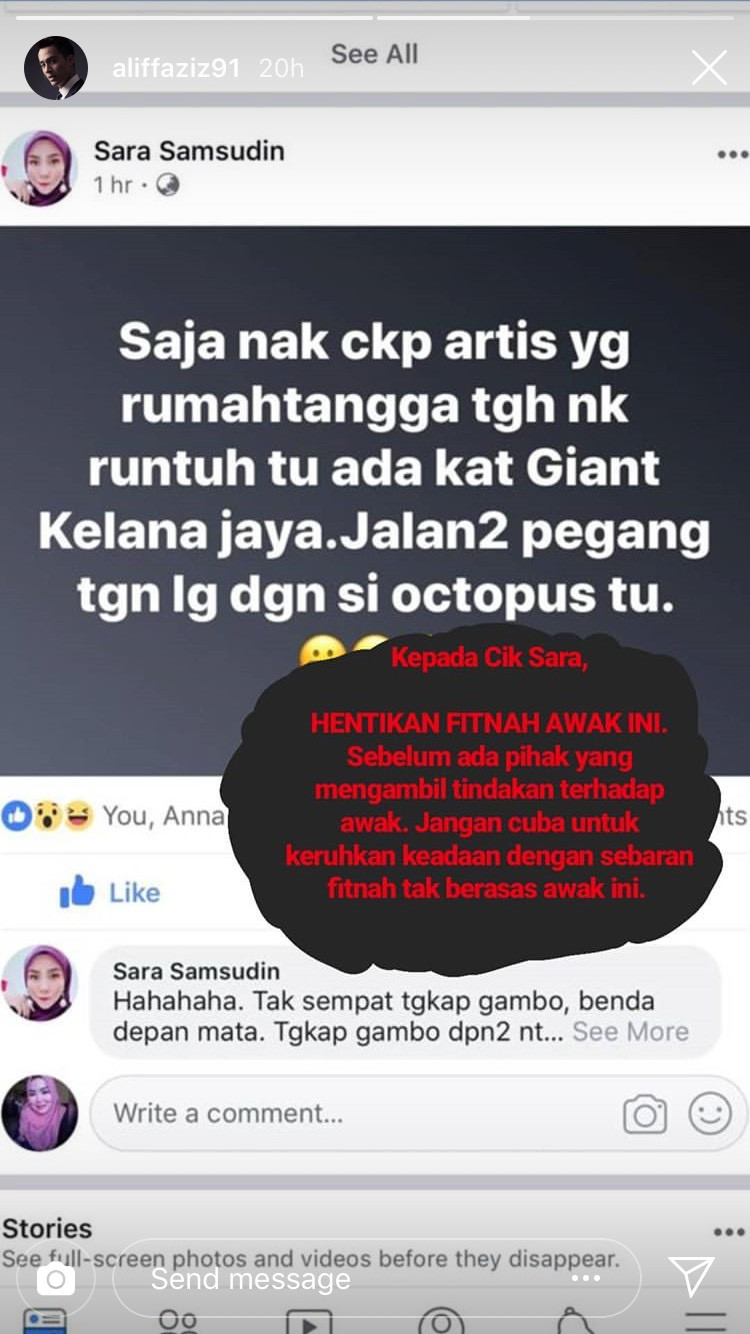 Aliff’s reply to a Facebook user who called him out. — Picture via Instagram/aliffaziz91
