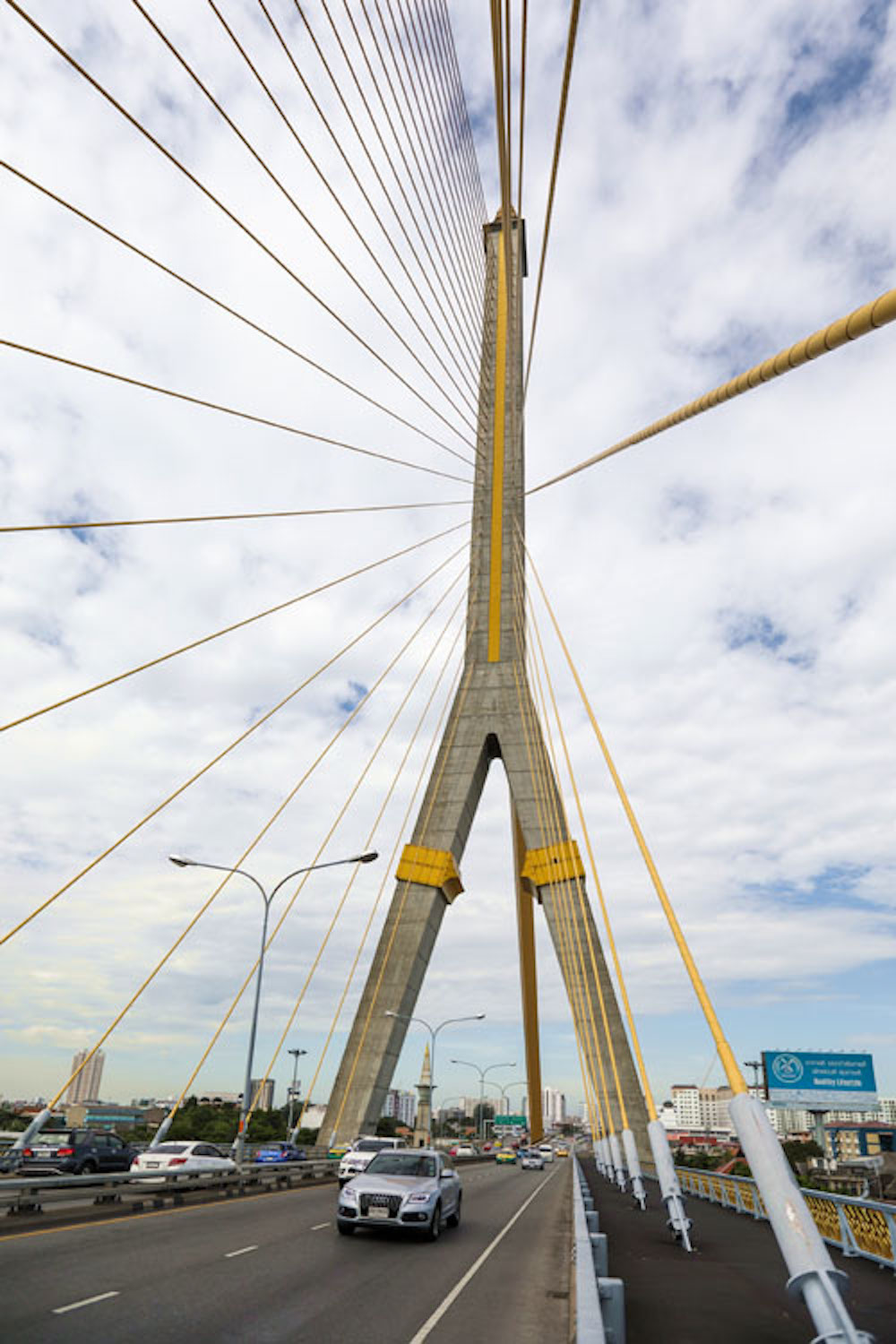 Rama VIII Bridge with its iconic inverted-Y pylon. — Picture by CK Lim