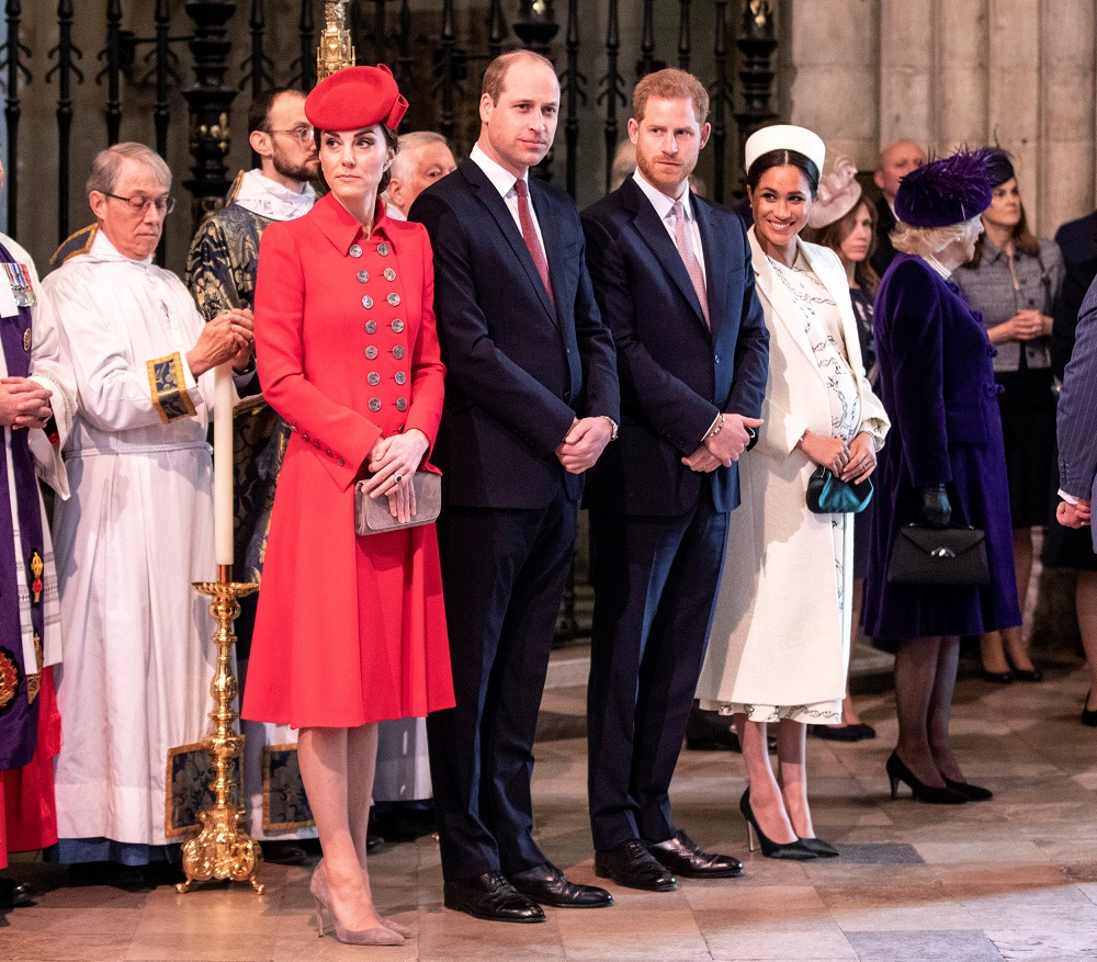 Britainu00e2u20acu2122s Prince Harry and Meghan, Duchess of Sussex, stand with Kate, Duchess of Cambridge, and Britainu00e2u20acu2122s Prince William at Westminster Abbey for a Commonwealth Day service in London March 11, 2019. u00e2u20acu201d Richard Pohle/Pool/Reuters pic     