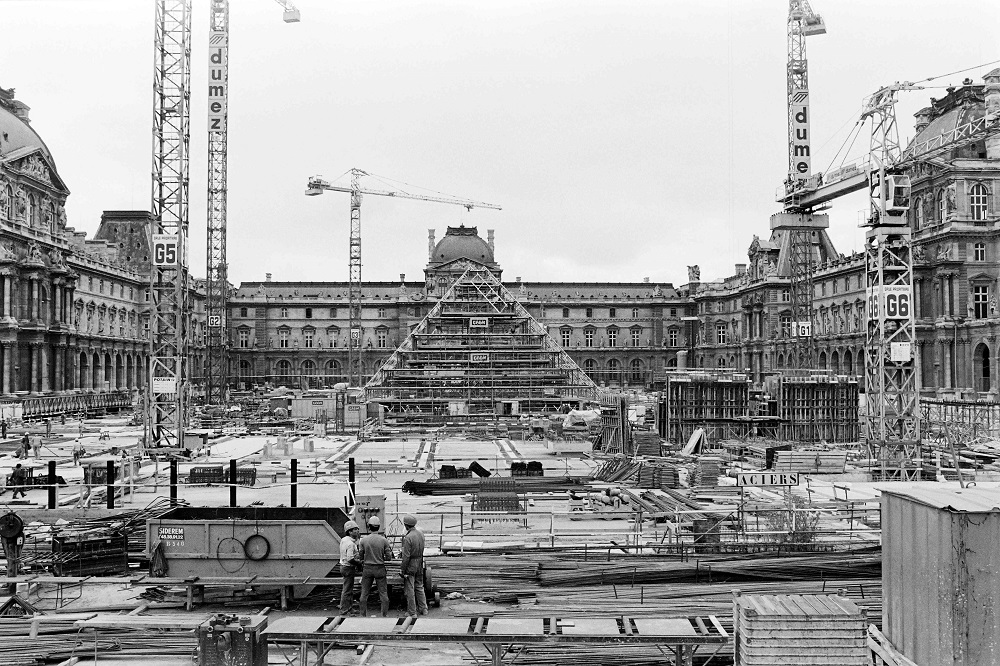 In this file photo taken on August 7, 1987, shows the Louvre Pyramid under construction, designed by Chinese-US architect Ieoh Ming Pei, in the main courtyard of the Louvre Palace in Paris. ― AFP pic   
