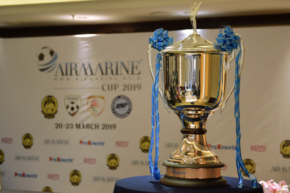 The Airmarine Cup 2019 trophy is displayed at a press conference in Subang Jaya March 19, 2019. u00e2u20acu201d Bernama pic