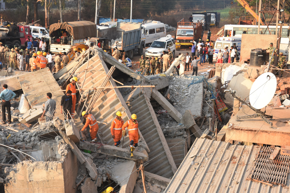 National Disaster Response Force personnel search for survivors the day after an under-construction multi-storey building collapsed in Dharwad district of Karnataka, situated about 700km north of Bangalore March 20, 2019. u00e2u20acu201d AFP pic 