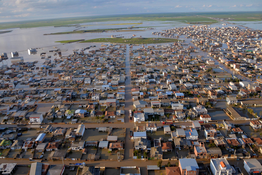 This photograph released by the Iranian news agency Fars News on March 23, 2019, shows flooded streets in the northern Iranian village of Agh Ghaleh. u00e2u20acu201d Ali Dehghan/Fars News pic via AFP 