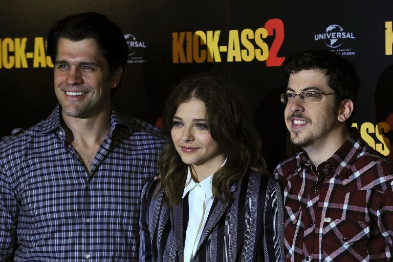 (From left) Director Jeff Wadlow with US actors Chloe Grace Moretz and Christopher Mintz-Plasse for u00e2u20acu02dcKick-Ass 2,u00e2u20acu2122 London, August 2013. u00e2u20acu201d AFP pic 