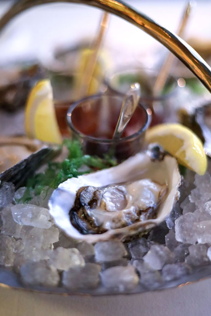 Begin with some fresh oysters.