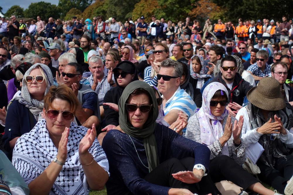 People gather for prayers and to observe a two minutes of silence for victims of the twin mosques massacres at Hagley Park in Christchurch on March 22, 2019. u00e2u20acu201d AFP pic