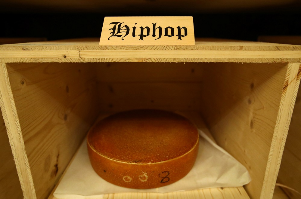 A wheel of cheese is pictured in the K3 cellar during the experiment to u00e2u20acu02dcinsonifyu00e2u20acu2122 cheese with different types of music by the University of the Arts during a media presentation in Burgdorf, Switzerland March 13, 2019. u00e2u20acu201d Reuters pic     
