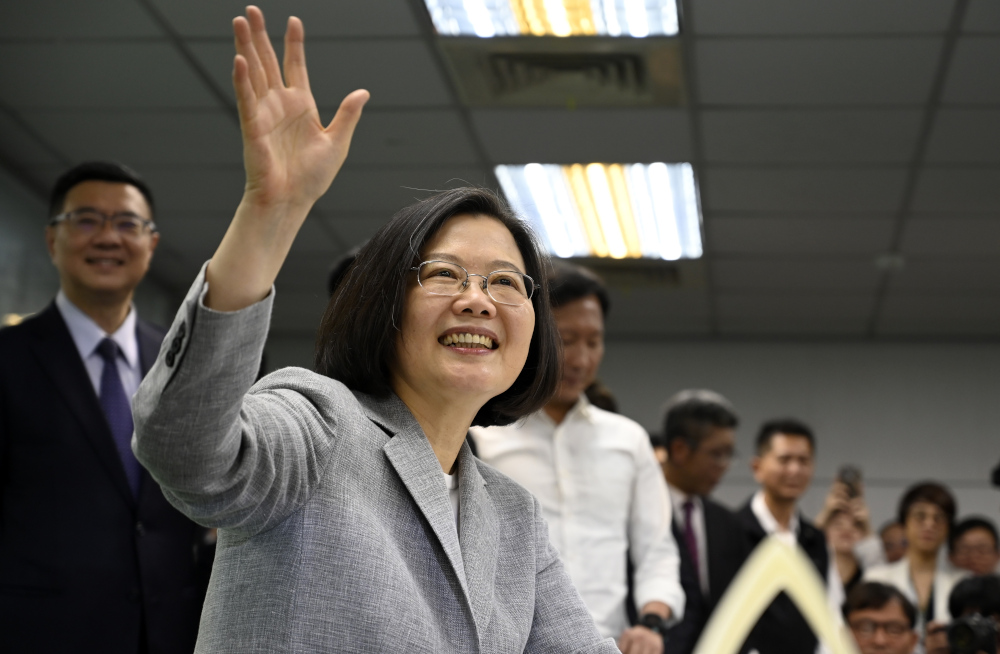 Taiwanu00e2u20acu2122s President Tsai Ing-wen waves while registering as the ruling Democratic Progressive Party 2020 presidential candidate at the partyu00e2u20acu2122s headquarters in Taipei March 21, 2019. u00e2u20acu201d AFP pic 