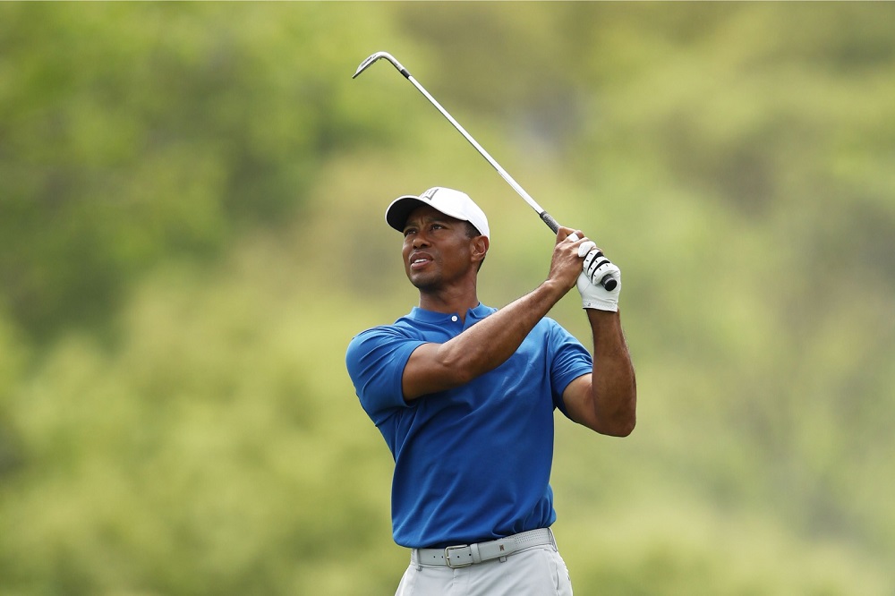 Tiger Woods of the United States plays his second shot on the fifth hole in his match against Aaron Wise of the United States during the first round of the World Golf Championships-Dell Match Play at Austin Country Club in Austin March 27, 2019.  u00e2u20acu201d AFP