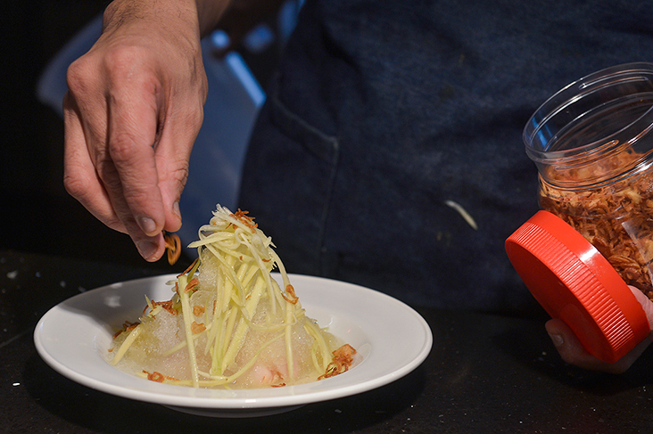 'Som choon' is an unusual shaved ice dessert as it is topped with fried shallots!