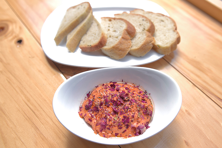Zoe likes to highlight ingredients he loves like this Muhammara, a dip which uses roasted bell capsicums and walnuts.