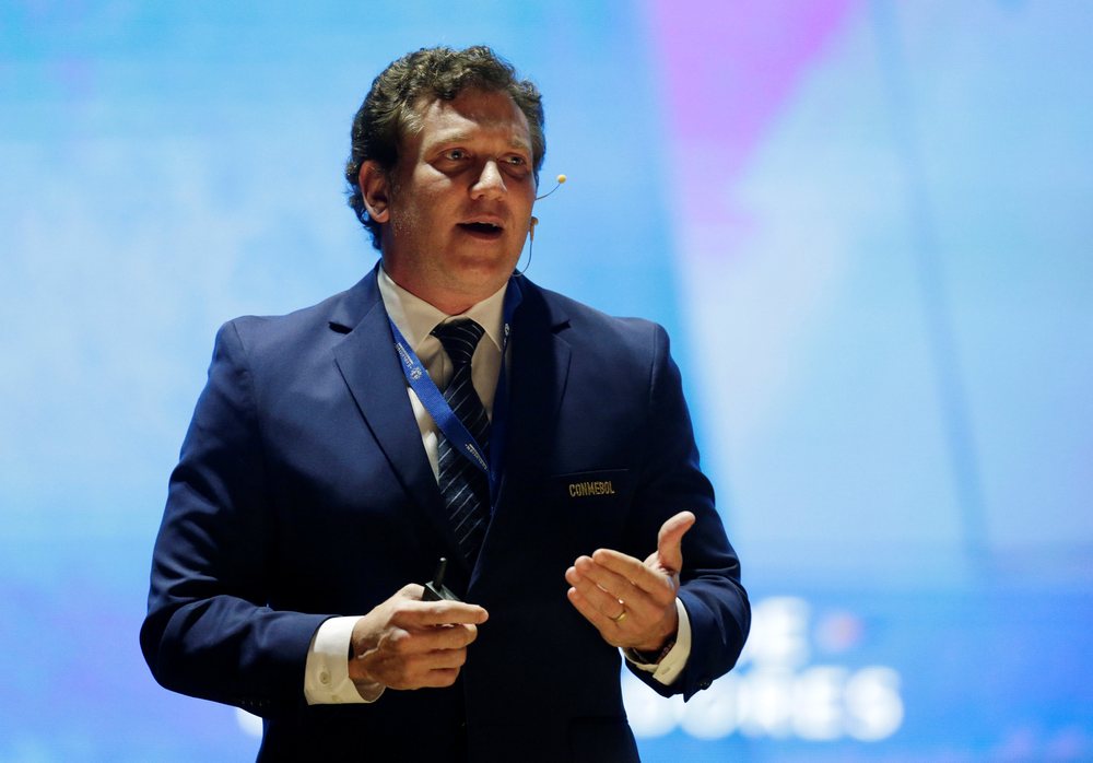Conmebol President Alejandro Dominguez at the Copa Libertadores Coaches Summit in Asuncion, Paraguay March 19, 2019. u00e2u20acu201d Reuters pic