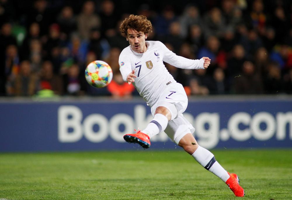 Antoine Griezmann scores France's first goal in the Euro 2020 Group H qualifier against Moldova at the Zimbru Stadium, Chisinau March 22, 2019. u00e2u20acu201d Reuters pic