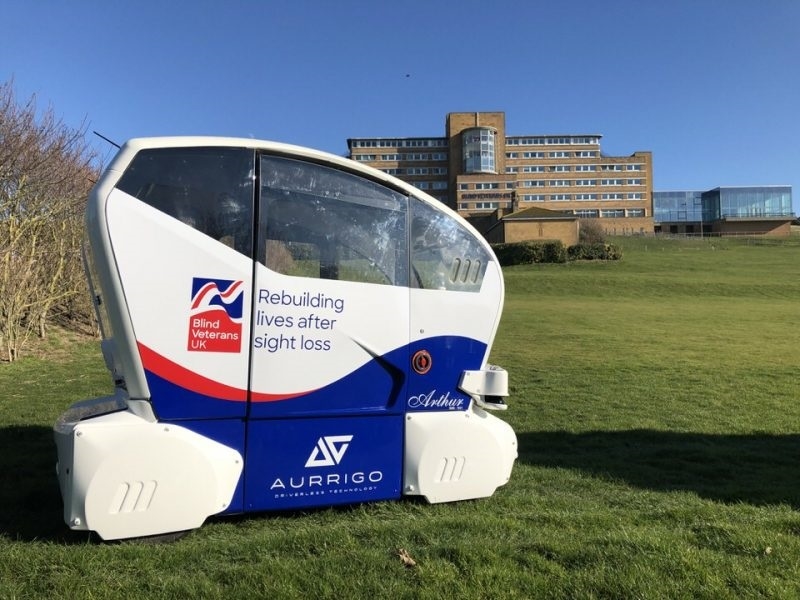 Aurrigo Podzero to transport veterans around the Blind Veterans UK rehabilitation centre. u00e2u20acu201d Picture courtesy of Aurrigo