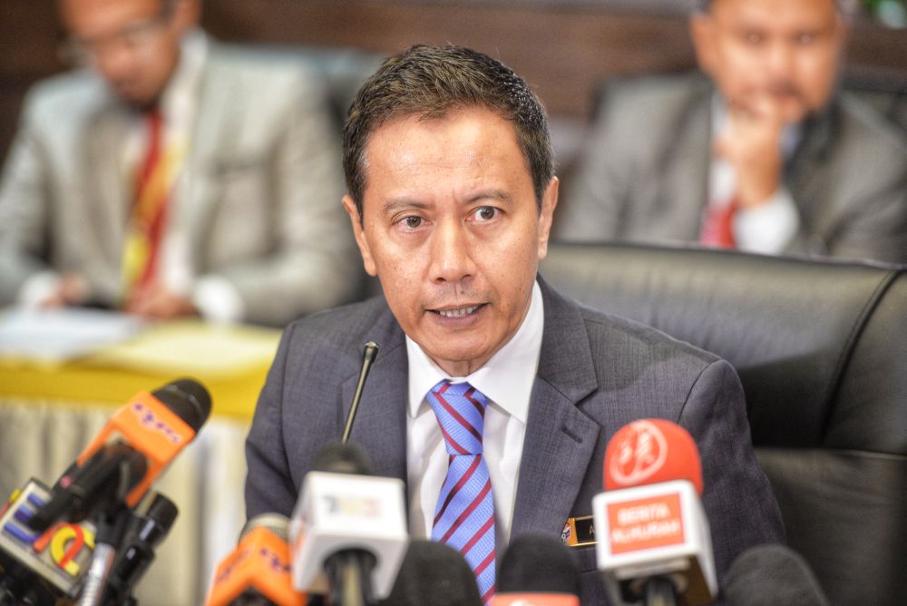 Election Commission chairman Azhar Azizan Harun speaks during a press conference on the Rantau by-election in Putrajaya March 6, 2019. u00e2u20acu2022 Picture by Shafwan Zaidon