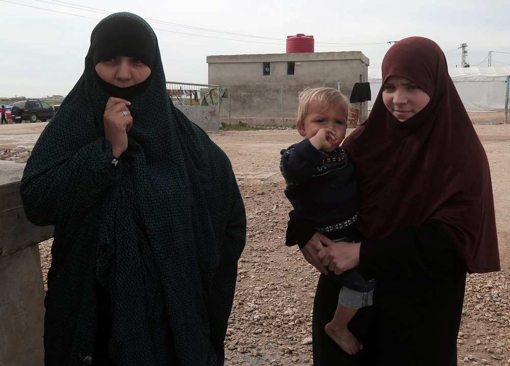 Belgian women Tatiana Wielandt (right) and Bouchra Abouallal, each 26, who joined Islamic State in Syria are pictured in Ain Issa March 10, 2019. u00e2u20acu201d Reuters pic