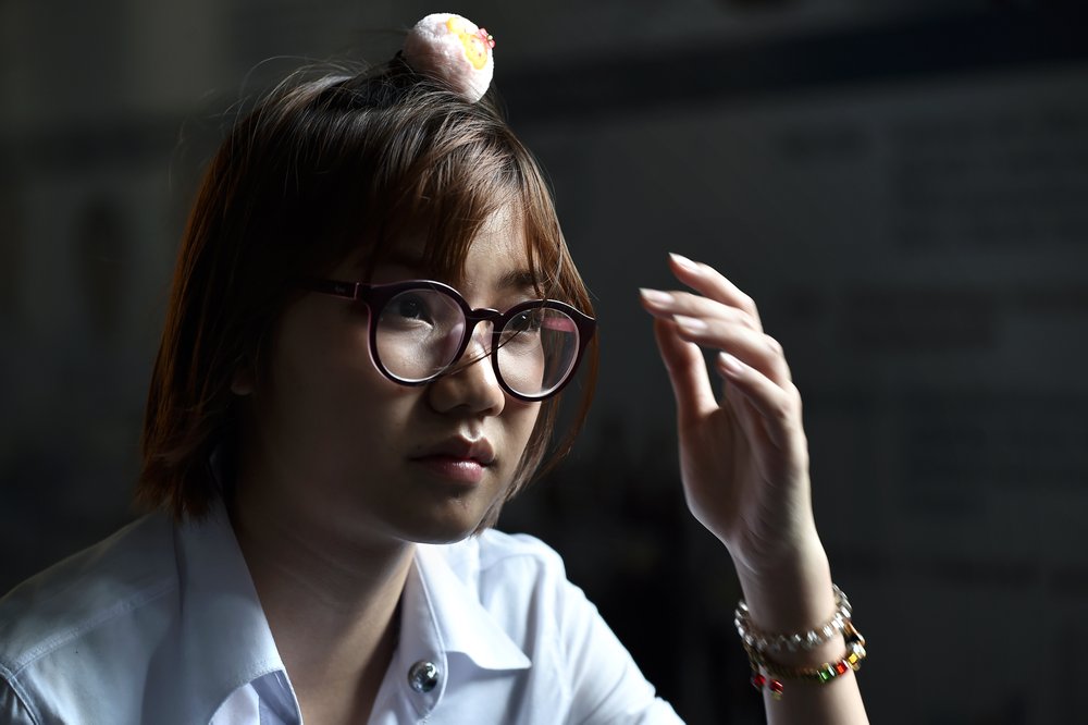 Thai teen idol Pitchayapa 'Namsai' Natha, 19, from the popular girl band BNK48, during an interview in Bangkok February 27, 2019 about an incident showing her wearing a T-shirt with a Nazi swastika. u00e2u20acu201d AFP pic