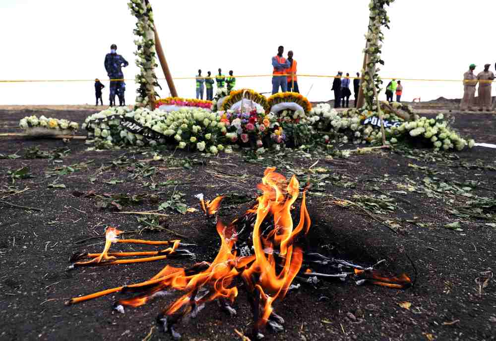 Candle flames burn during a commemoration ceremony for the victims at the scene of the Ethiopian Airlines Flight ET 302 plane crash, near the town Bishoftu, near Addis Ababa, Ethiopia March 14, 2019. u00e2u20acu201d Reuters pic