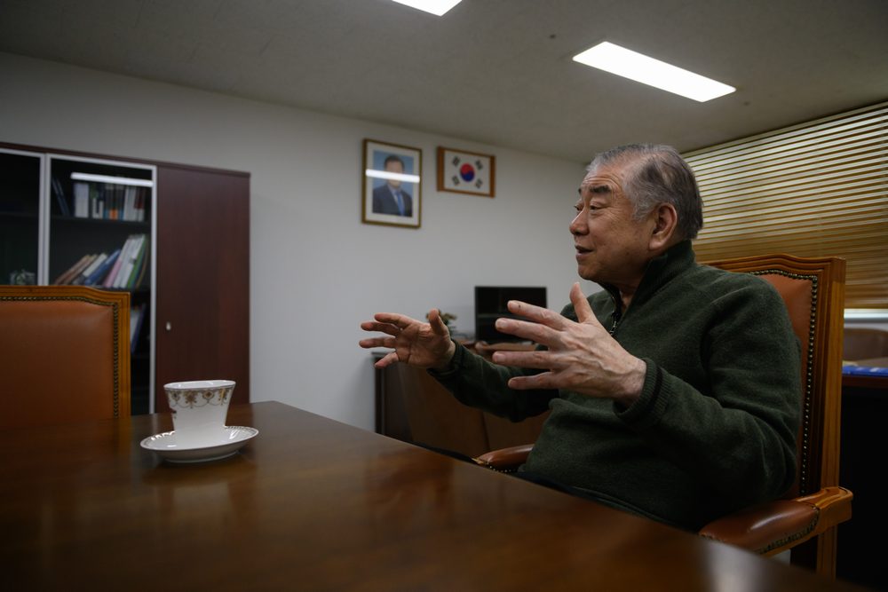 Moon Chung-in, special adviser on national security to South Korea's president, speaks during an interview at his office in Seoul March 14, 2019. u00e2u20acu201d AFP pic