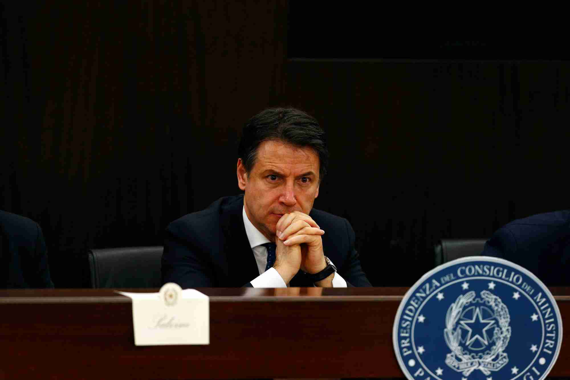 Italian Prime Minister Giuseppe Conte making a presentation in Rome March 13, 2019. u00e2u20acu201d Reuters pic 