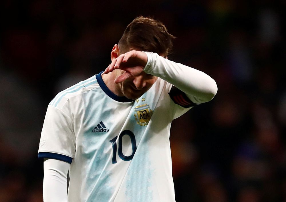 Argentina's Lionel Messi looks dejected during the friendly international with Venezuela at  Wanda Metropolitano, Madrid, Spain March 22, 2019. u00e2u20acu201d Reuters pic