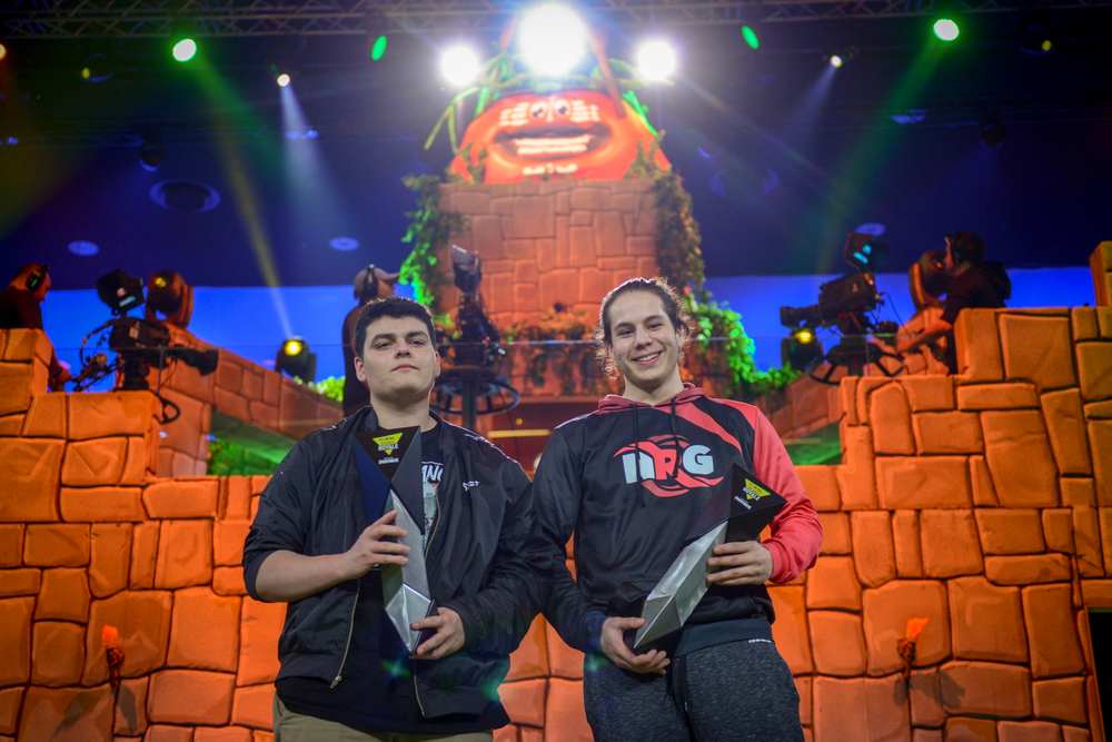 Online gamers Ghost SAF (left) and NRG Zayt celebrate after winning the Fortnite ESL Katowice Royale at IEM Katowice, March 3, 2019. u00e2u20acu201d AFP pic