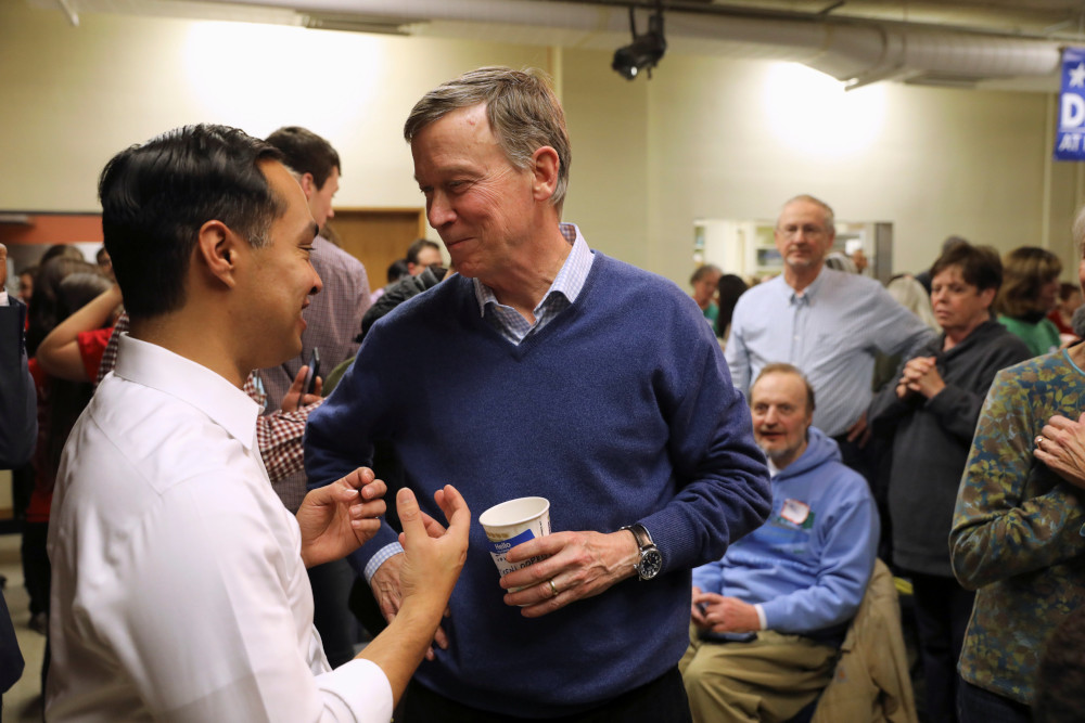 US 2020 Democratic presidential candidates Julian Castro and John Hickenlooper (right) meet during the Story County Democratsu00e2u20acu2122 annual soup supper fundraiser at the Collegiate United Methodist Church in Ames, Iowa, US, February 23, 2019. u00e2u20acu201d Reuters pic