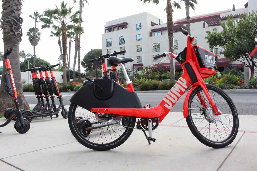 A Jump electric bicycle and scooters available to rent by-the-mile through the Uber smartphone application are seen near a road in Santa Monica, California February 26, 2019. u00e2u20acu201d AFP pic