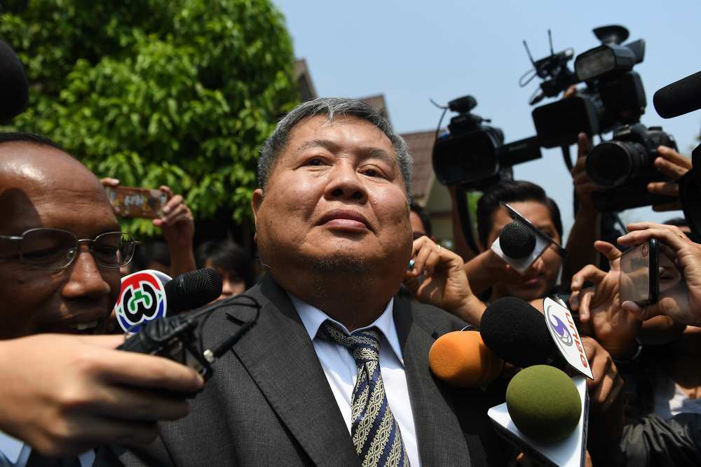 Premchai Karnasuta leaves the court after hearing the verdict against himself and three other suspects in a poaching case at Thong Pha Phum Provincial Court in Kanchanaburi province on March 19, 2019. u00e2u20acu201d AFP pic