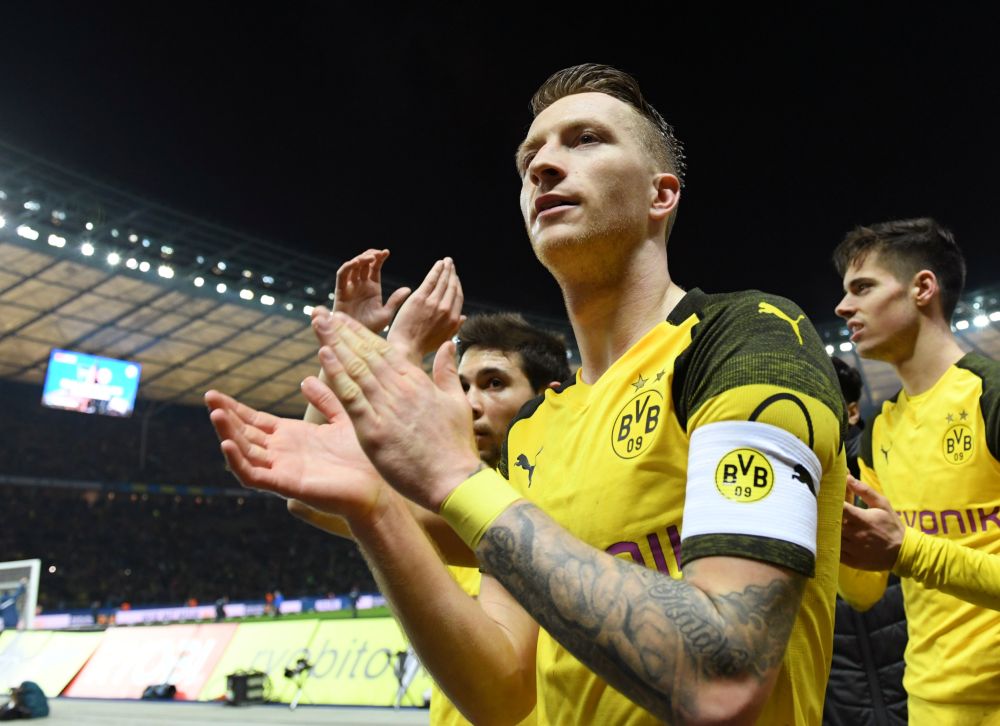 Borussia Dortmund's Marco Reus celebrates after the match against Hertha Berlin. u00e2u20acu201d Reuters pic