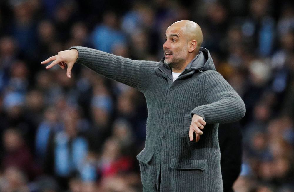 Manchester City manager Pep Guardiola reacts during the match against Schalke 04, March 12, 2019. u00e2u20acu2022 Reuters pic