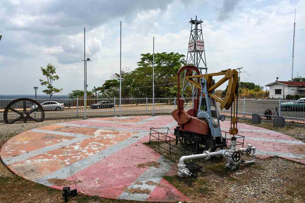 This file photo taken on March 15, 2019 shows a view of the 'Zumaque I' pumpjack with which production was started in 1914 in Mene Grande, Zulia state, Venezuela. u00e2u20acu201d AFP pic