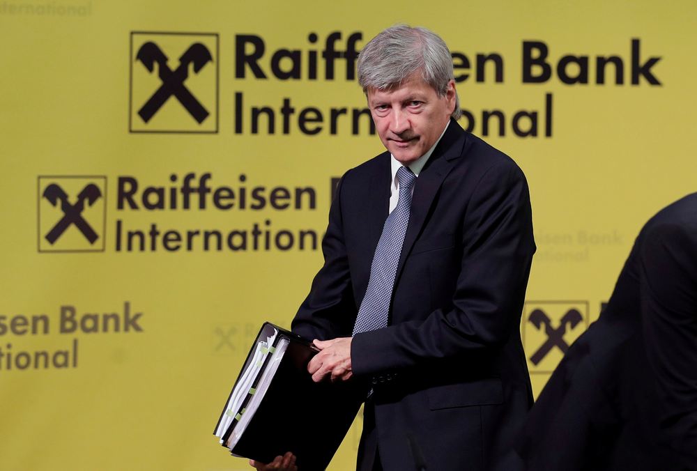 Raiffeisen Bank International CEO Johann Strobl leaves a news conference in Vienna, Austria August 9, 2018. u00e2u20acu201d Reuters pic