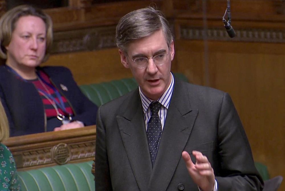 British Conservative Party Member of Parliament Jacob Rees-Mogg speaks in Parliament in London, Britain, March 12, 2019, in this screen grab taken from video. Reuters TV via REUTERS/File Photo