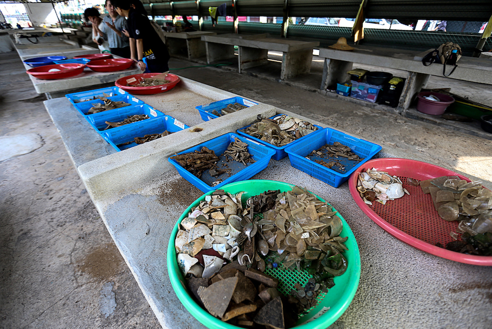 Some of the bits and pieces dug up around Sia Boey waiting to be catalogued. — Picture by Sayuti Zainudin
