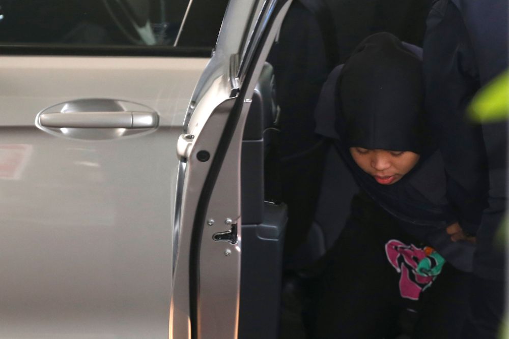 Indonesian Siti Aisyah, who is on trial for the killing of Kim Jong-nam, arrives at the Shah Alam High Court March 11, 2019. u00e2u20acu201d Reuters pic
