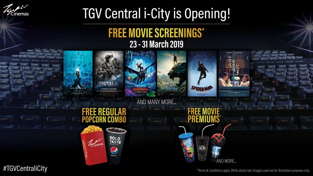 TGV offers free movie screenings, popcorn combo and movie premiums at its i-City Central multiplex from March 23 to 31. — Picture courtesy of TGV