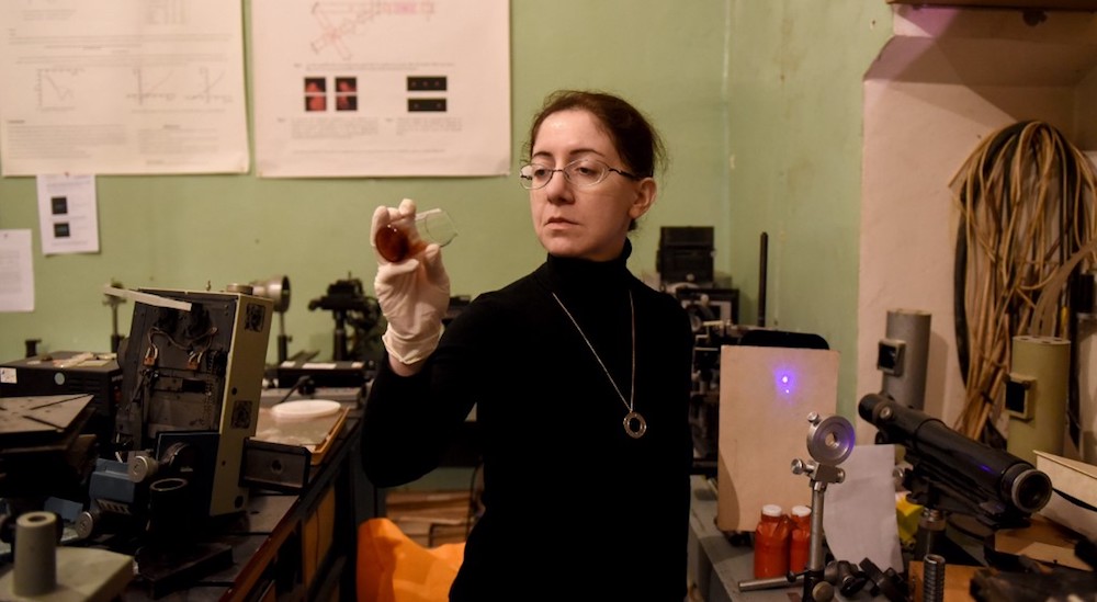 Marika Tarasashvili, an astrobiologist working on a project to develop grape varieties that can be grown on Mars, works at a laboratory in Tbilisi on February 26, 2019. u00e2u20acu201d AFP pic